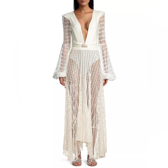 PATBO Sheer Lace Long Beach Skirt Size: M - Picture 2 of 6